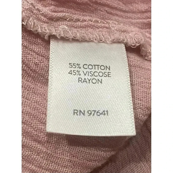 J Jill Blouse Tie Front Button Up Shirt Pink Dip Dye Ombre Gauze Top Size XL - Picture 7 of 7